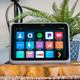 A photo of the Portal Go on a table with its app drawer